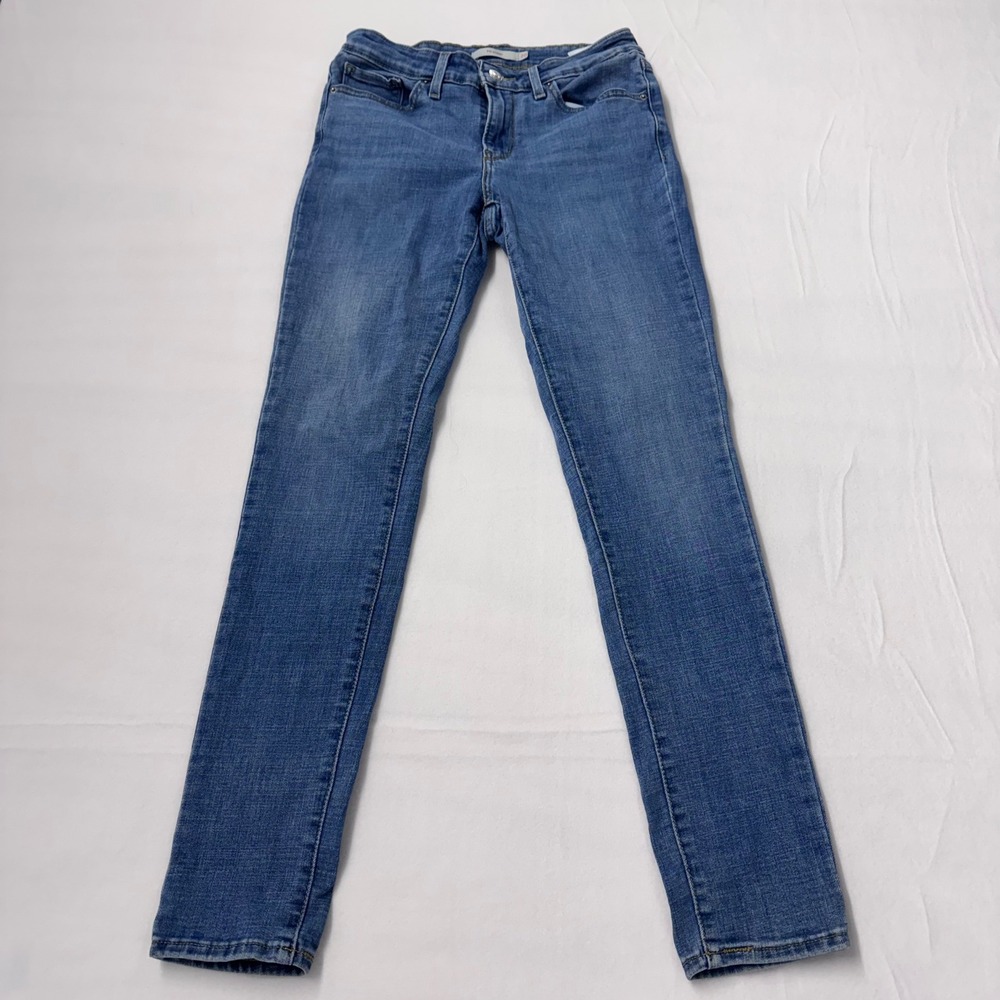Levis 711 Skinny Jeans Womens 28x30 Medium Wash Blue Denim Mid Rise Stretch 3449